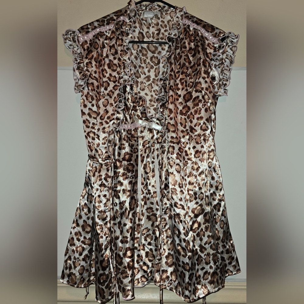 Leopard Print Satin Robe